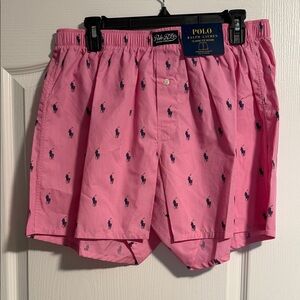 Ralph Lauren Pink Boxers with Navy Embroidery